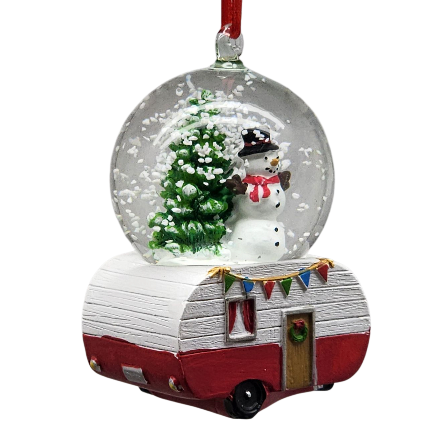 Camper Snowglobe Ornament - Snowman