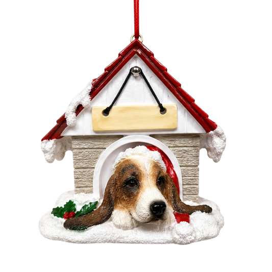 Ceramic Doghouse Ornament - Basset Hound