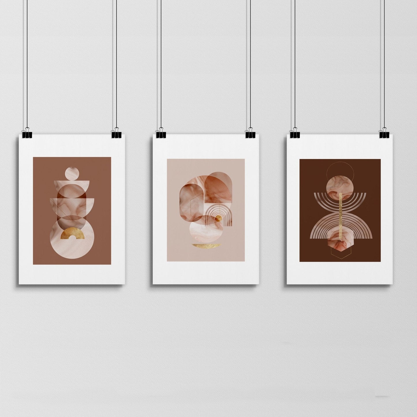 Mid century modern artwork | set of 3 framed wall art prints