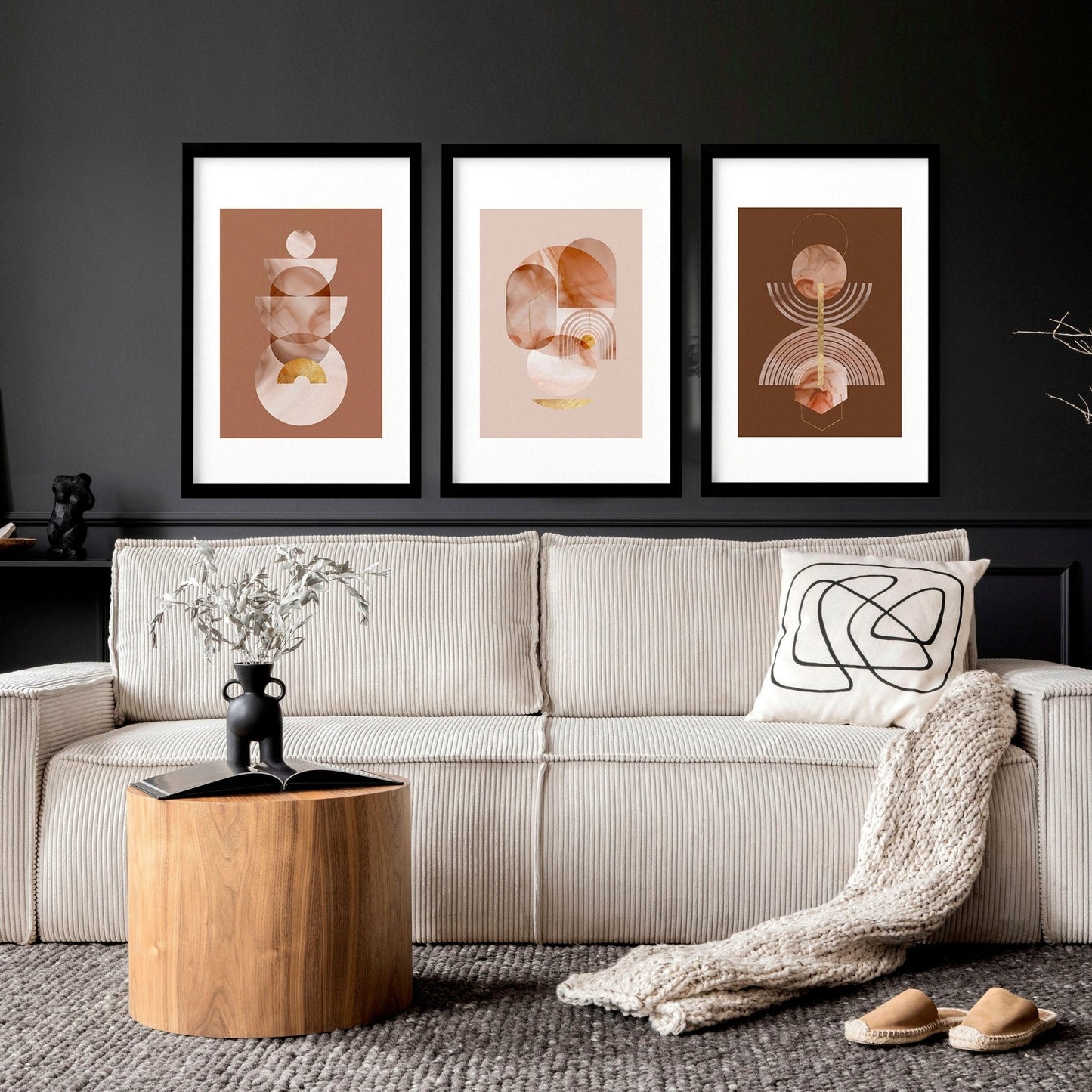 Mid century modern artwork | set of 3 framed wall art prints