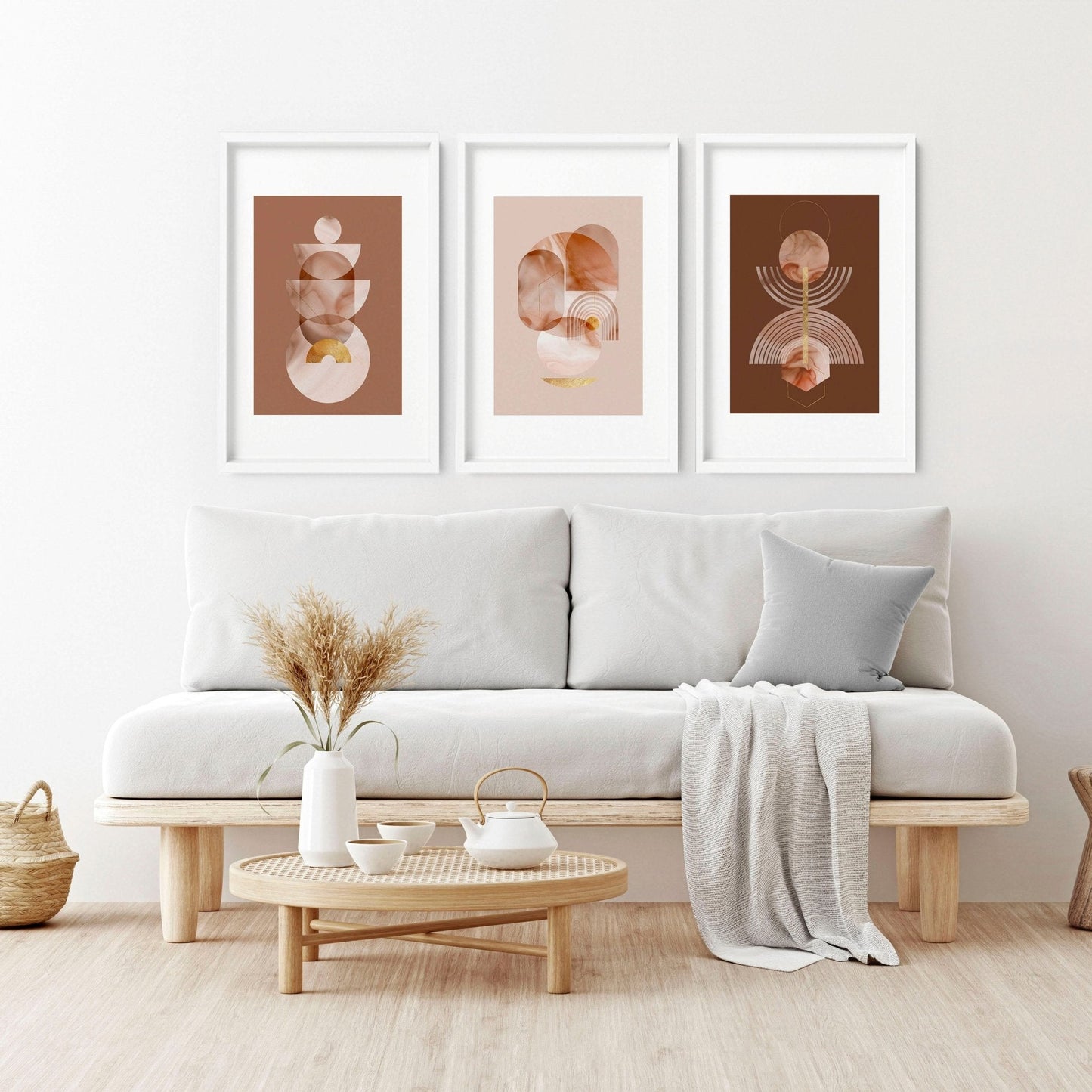 Mid century modern artwork | set of 3 framed wall art prints