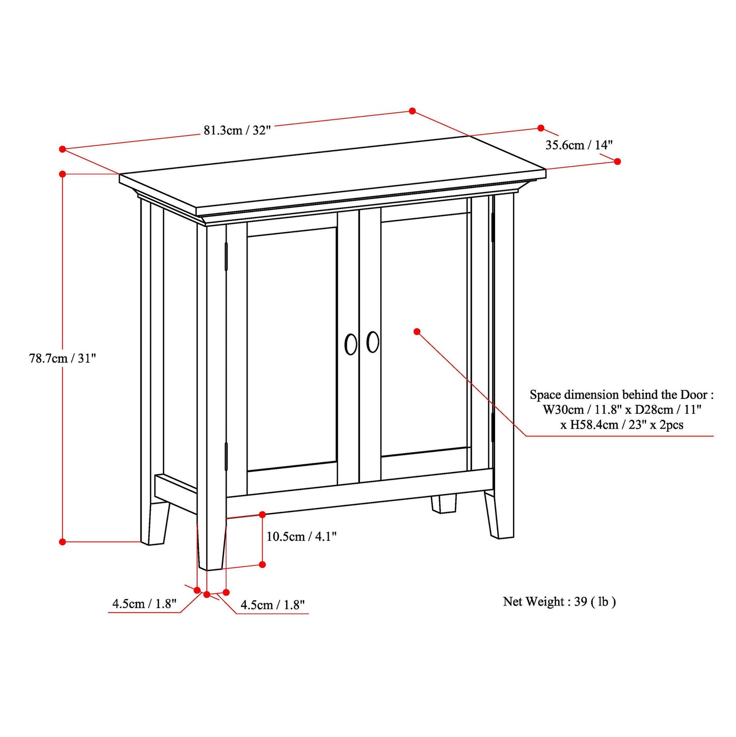 Redmond 32 Inch Wide Solid Wood Low Storage Cabinet in Rustic