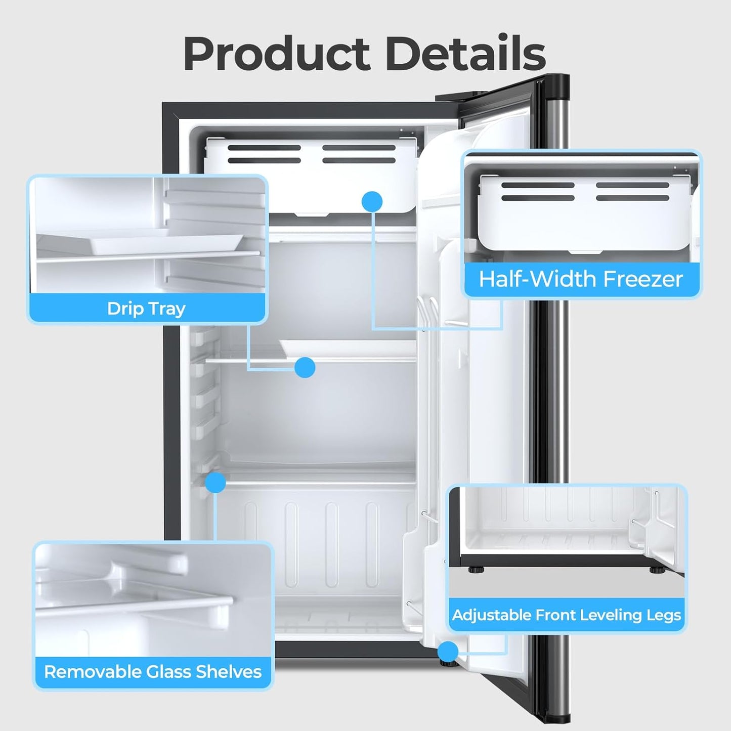 Mini Compact Refrigerator with Freezer, 2.6 Cu.Ft 58070RRE0