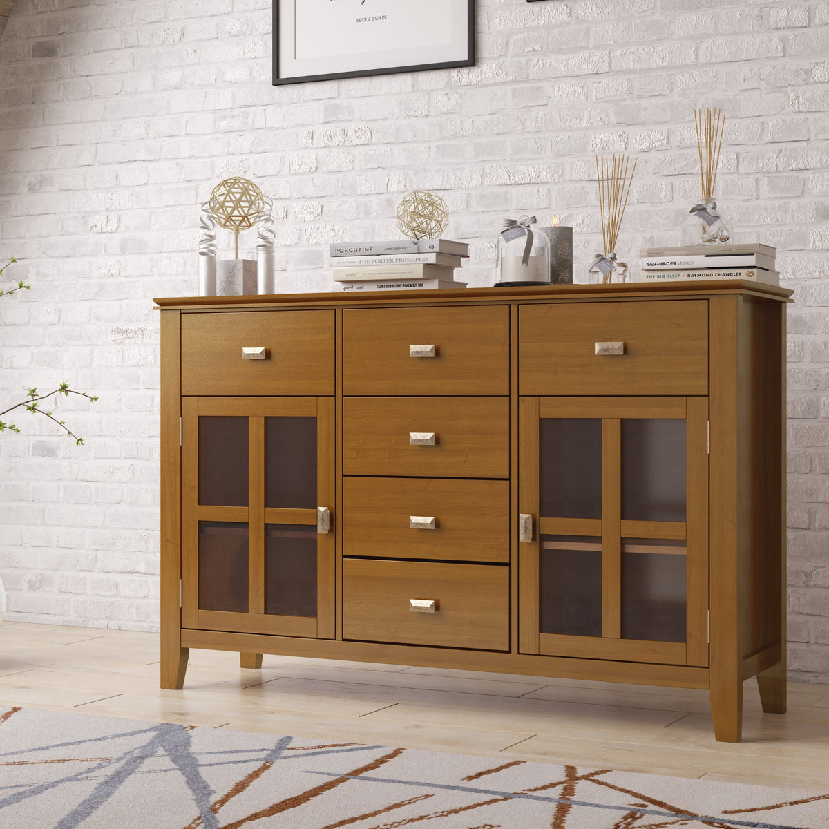 Artisan Solid Wood Sideboard Buffet in Light Golden