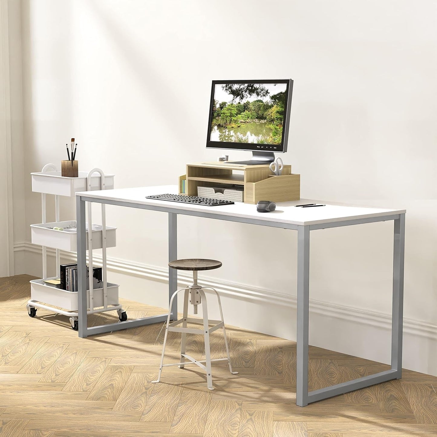 Mission Style 48 Inch White Computer Desk Home Office