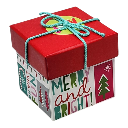 Gift Box Cube for Gift Cards - 3" x 3" - Merry and Bright