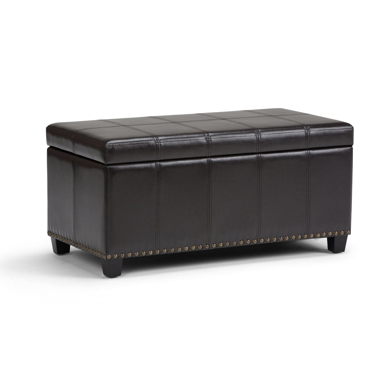 Amelia 33 Inch Wide Storage Ottoman Bench in Tanners