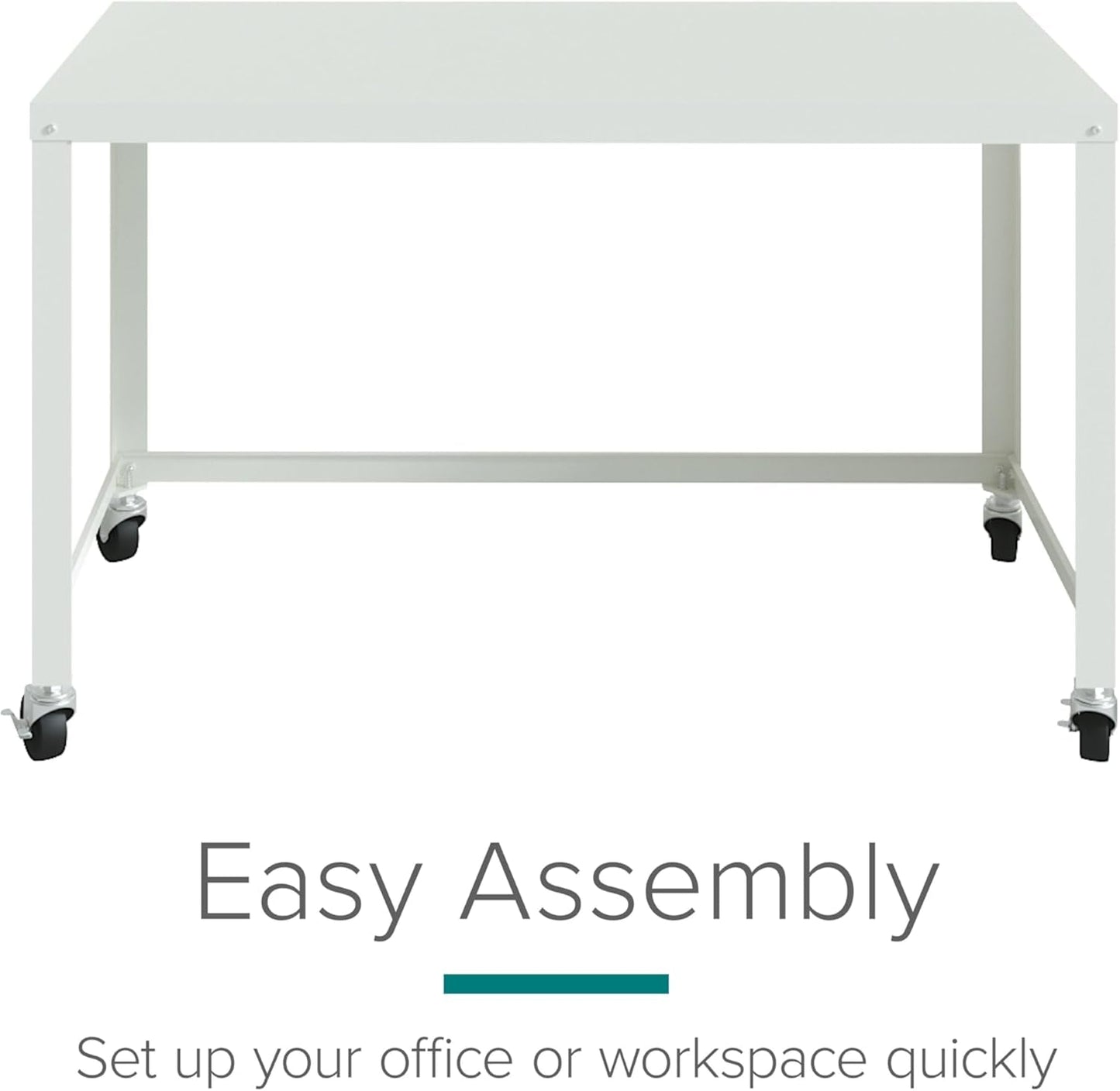 Mobile Metal Desk Workstation with Wheels and Durability