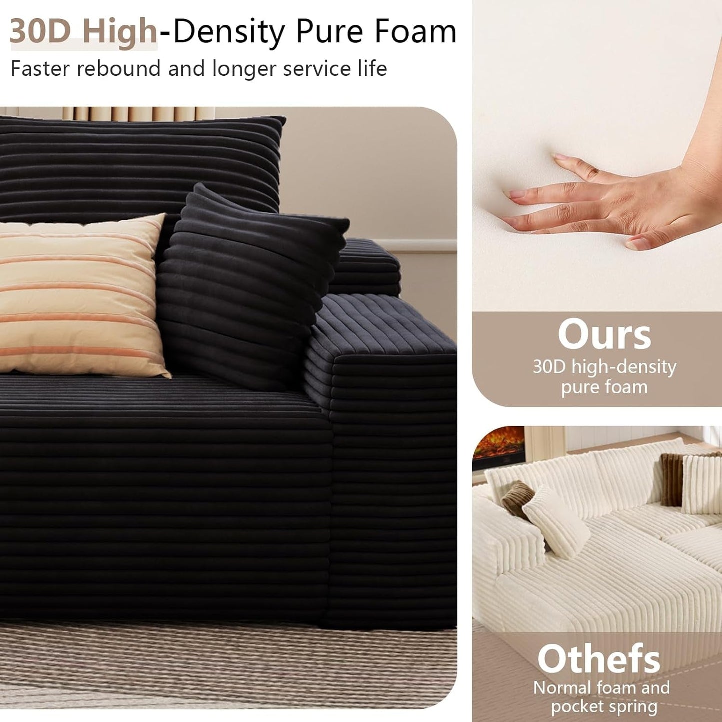 Modern 107 Inch Cloud Sectional Couch with Chaise