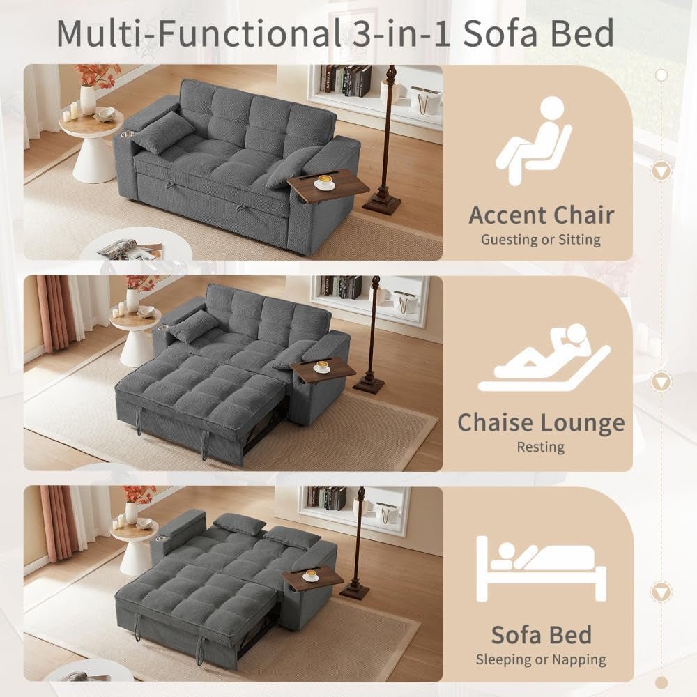 Modern 3 In 1 Folding Sofa Bed With Mattress