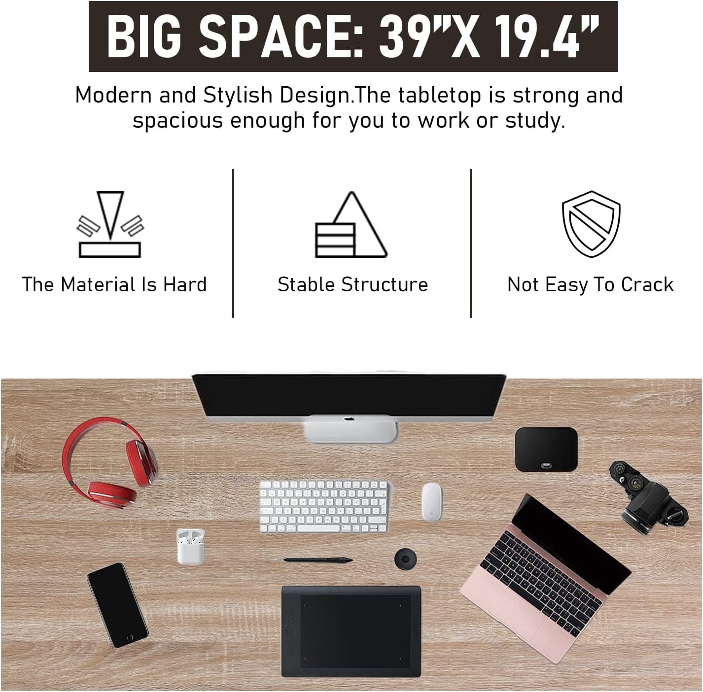 Modern 39 Inch Computer Desk for Home Office Use