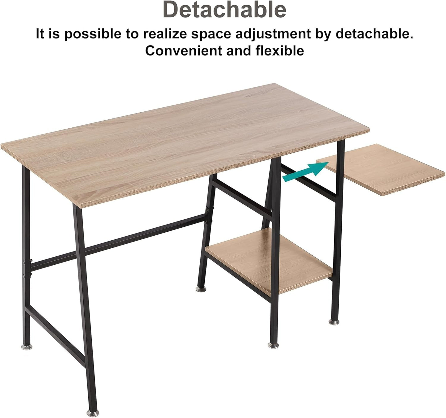 Modern 43 Inch Computer Desk with Adjustable Storage Shelves