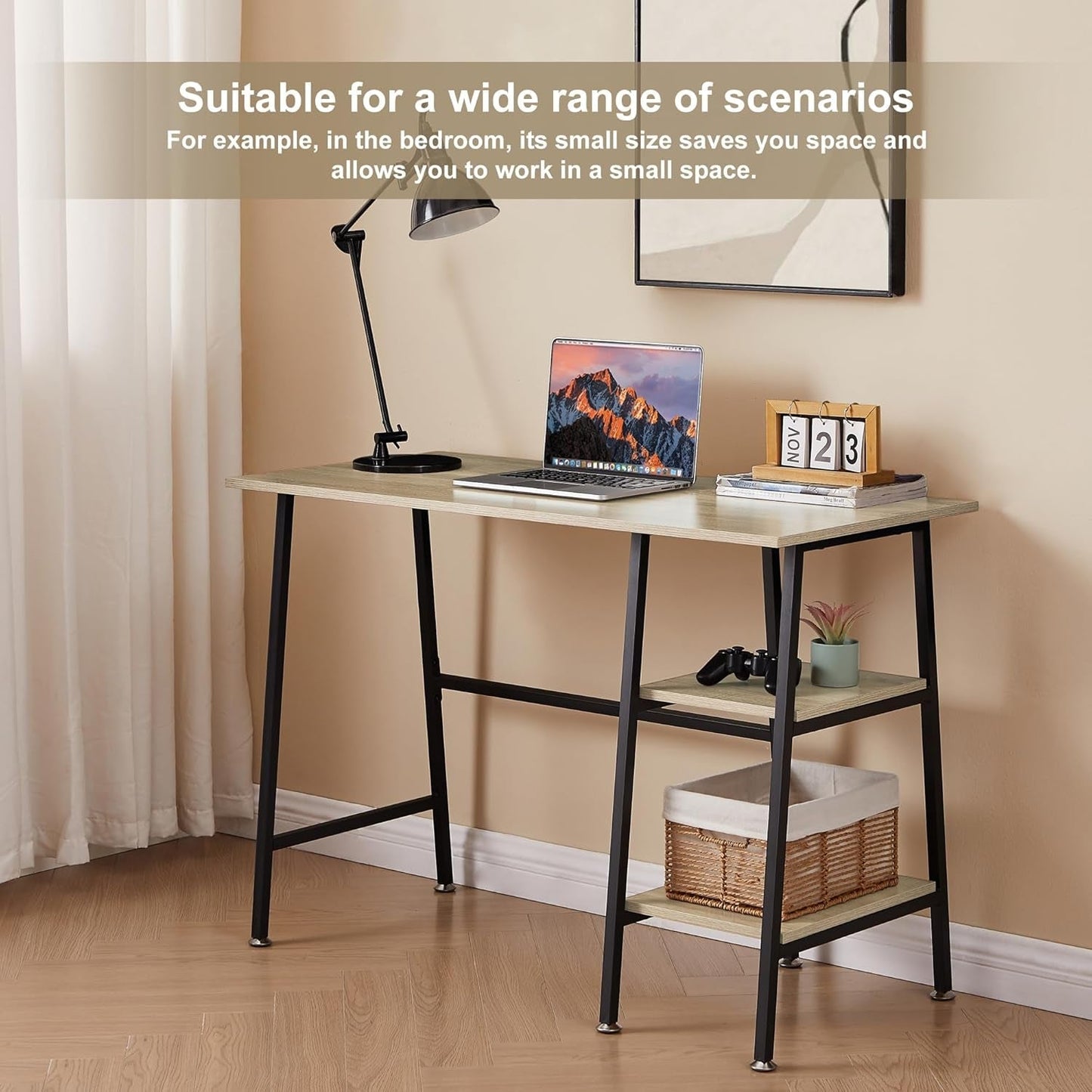Modern 43 Inch Computer Desk with Adjustable Storage Shelves