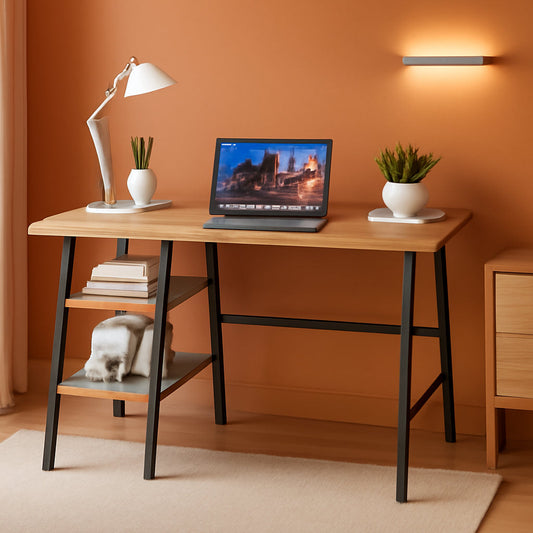 Modern 43 Inch Computer Desk with Adjustable Storage Shelves
