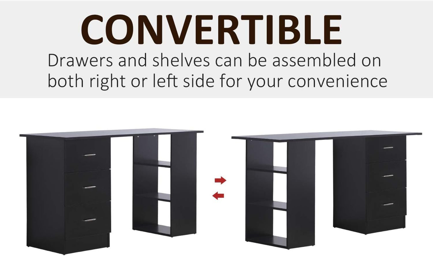 Modern 47 Inch Computer Desk With Storage Shelves