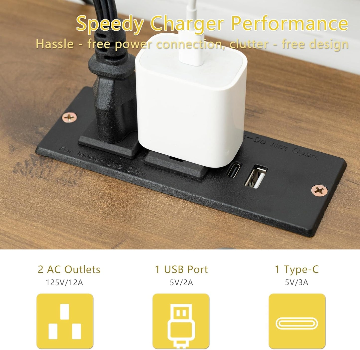 Modern 55 Inch Executive Desk with Charging Station