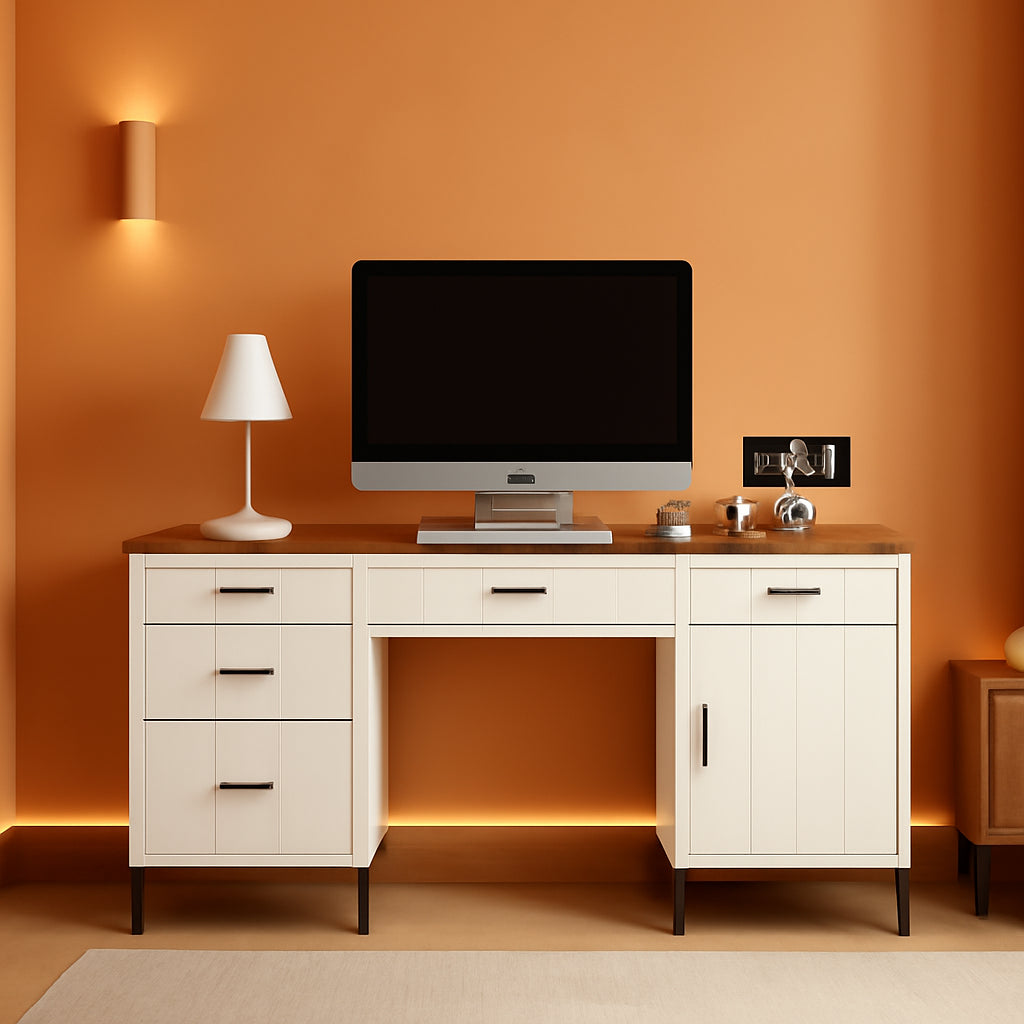 Modern 55 Inch Executive Desk with Charging Station