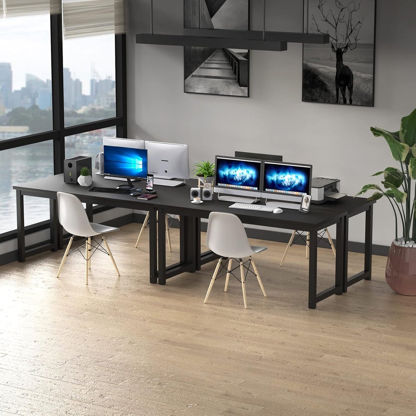 Modern 63 Inch Computer Desk with Sturdy Metal Frame