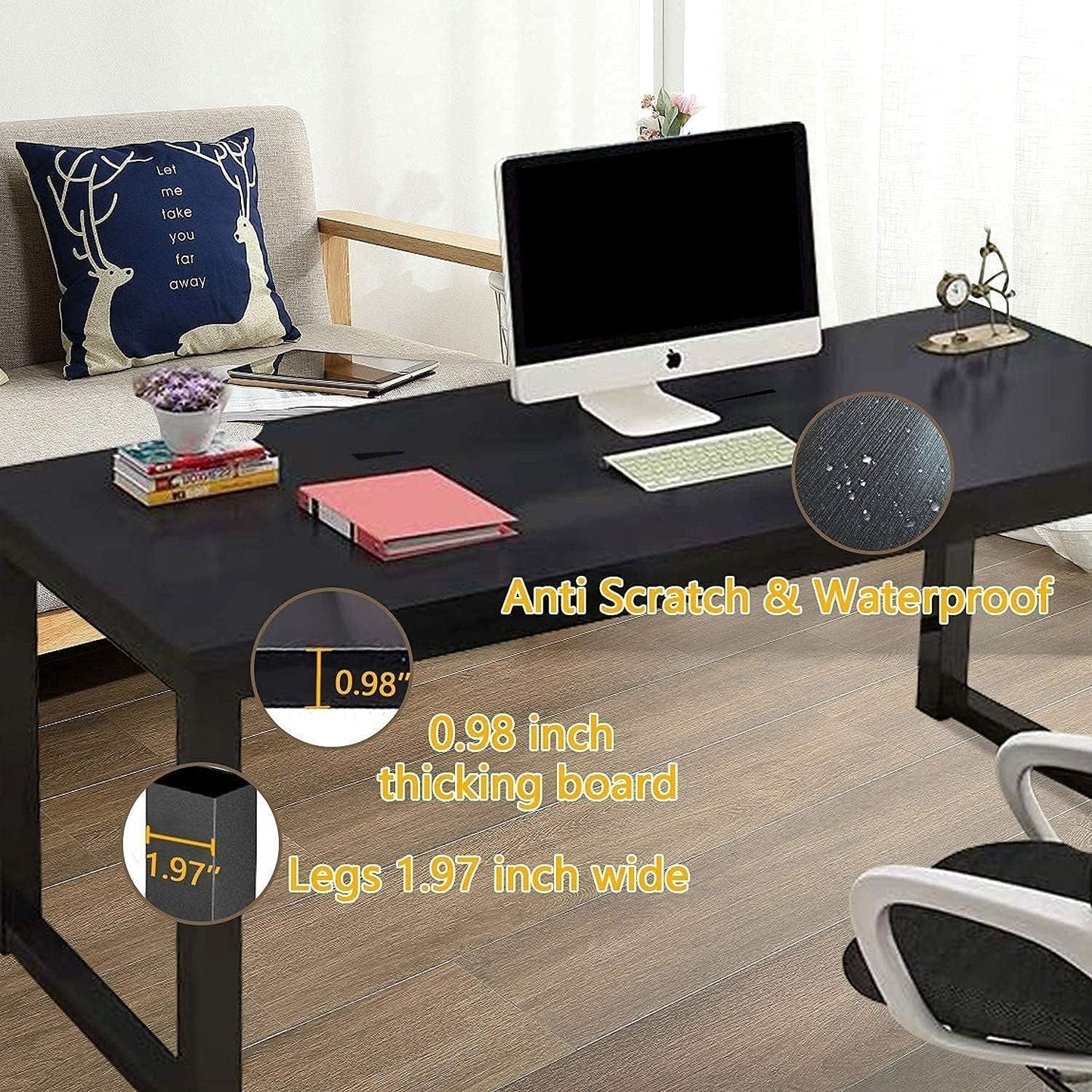 Modern 63 Inch Computer Desk with Sturdy Metal Frame