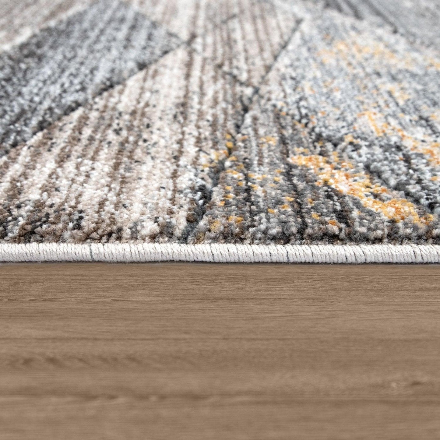 Modern Area Rug Abstract Design 3D Effect in Grey Yellow