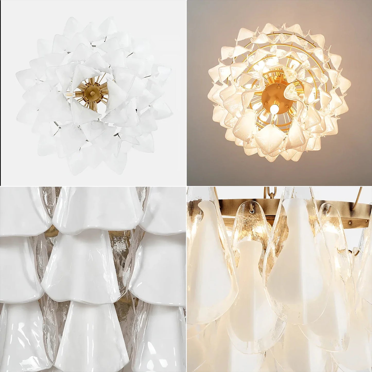 Modern Brass Tiered Glass Chandelier