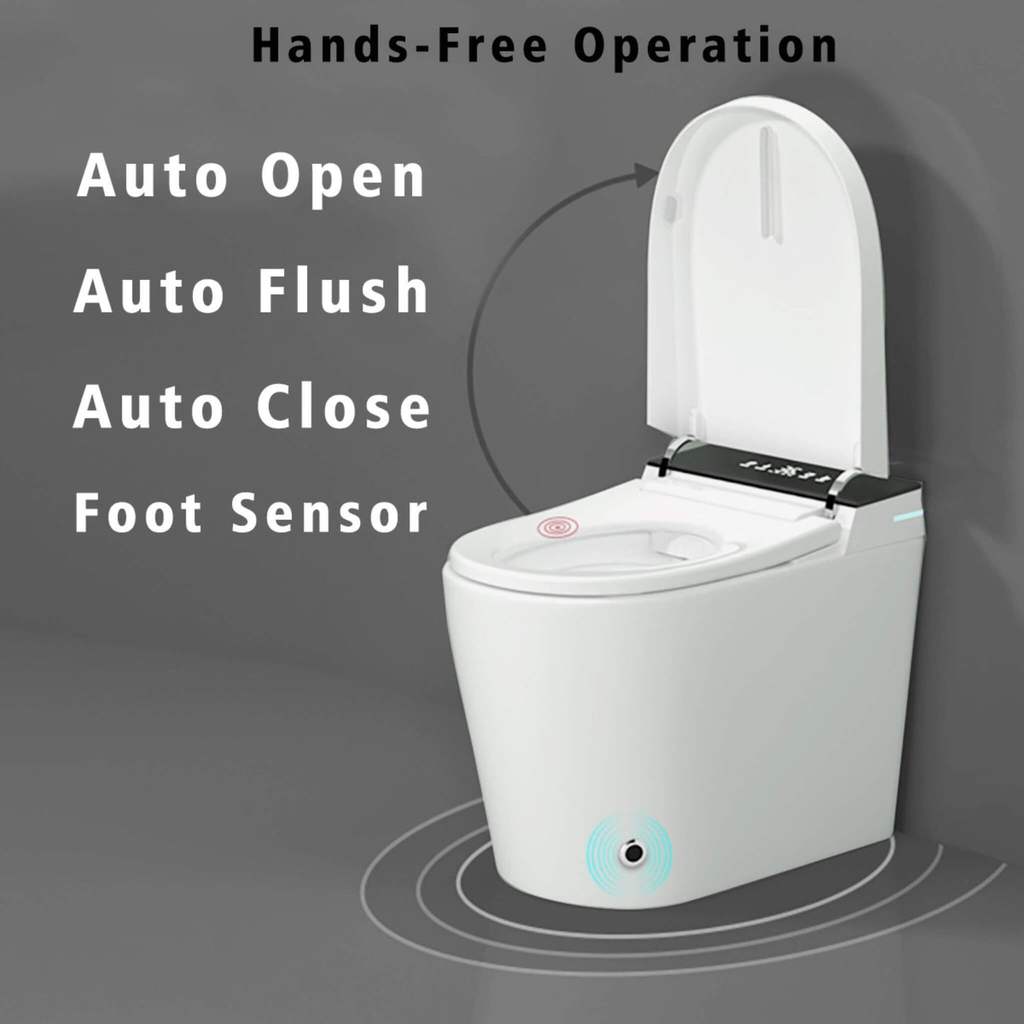 Modern Compact Smart Tankless Toilet With Bidet, Auto Open, Auto Flush, Heated Seat And Air Dryer (SAK51990)