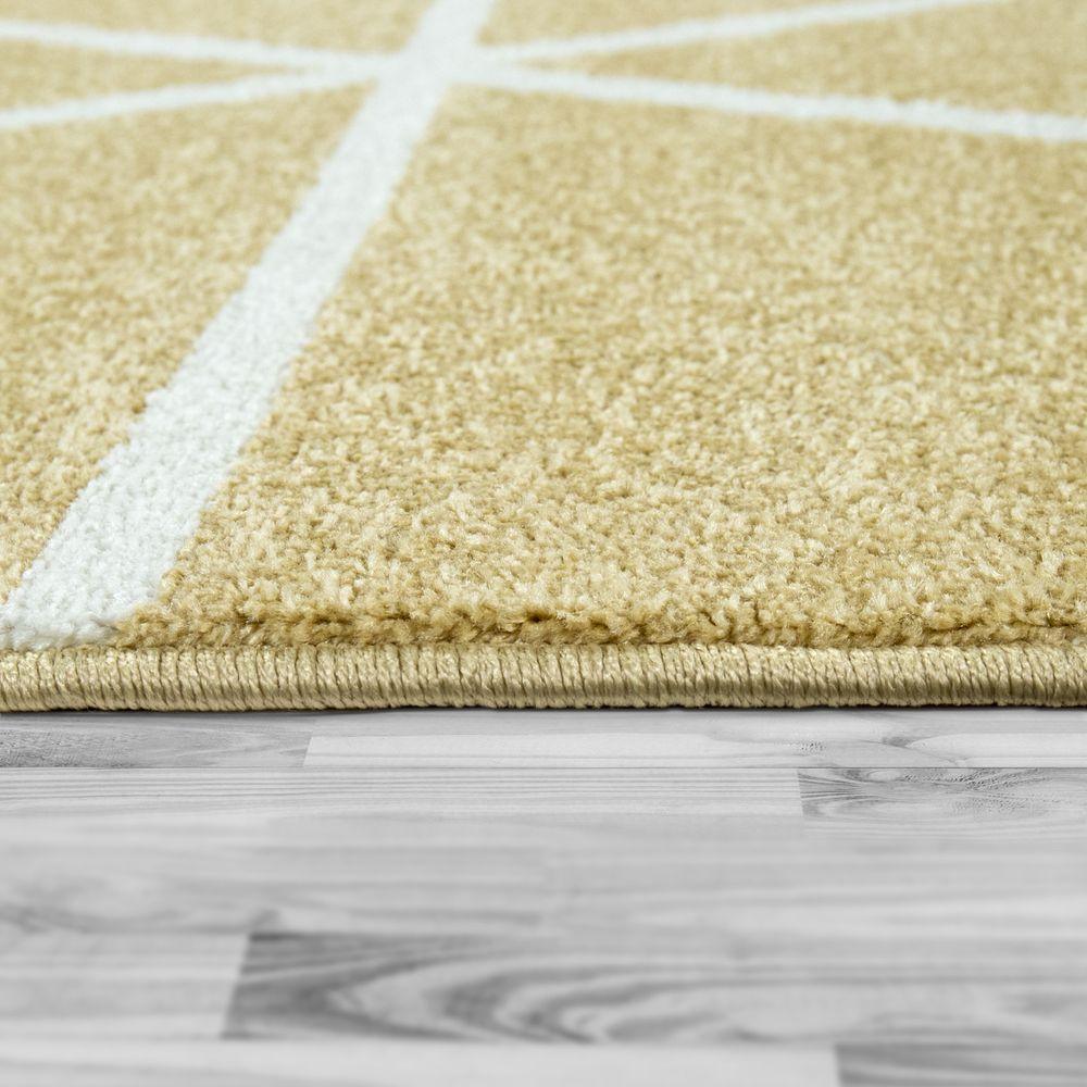 Modern Geometric Rug for Living-Room in Yellow White