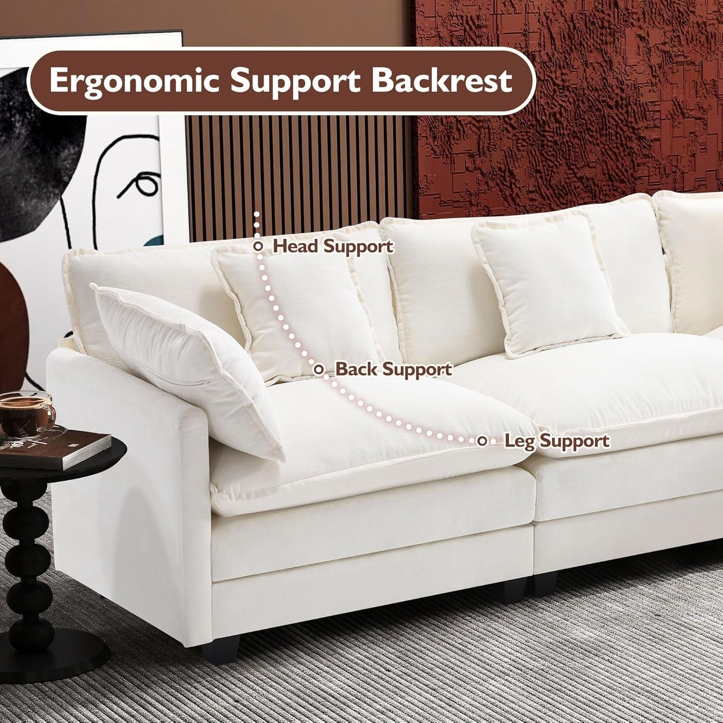 Modern L Shaped Cloud Sofa with Ottoman for Comfort