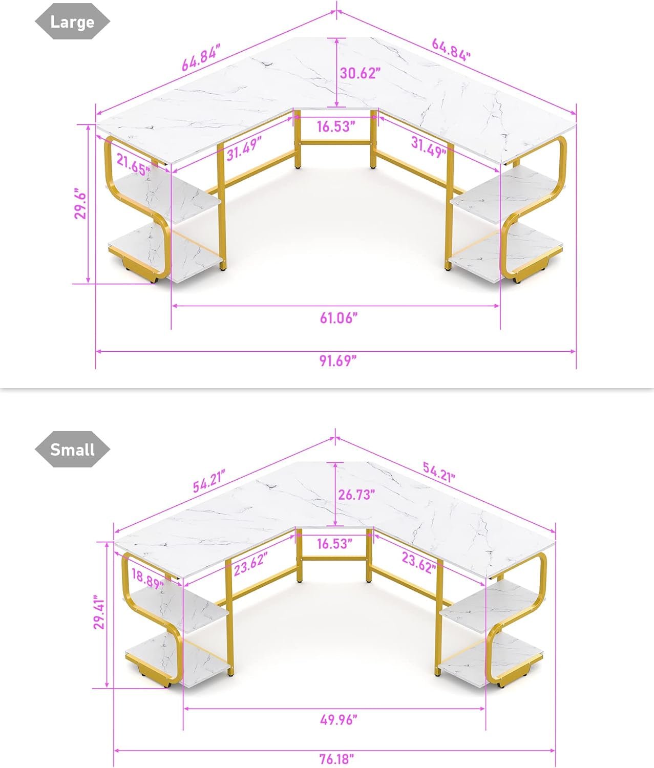 Modern L Shaped Desk with Large Shelves for Office