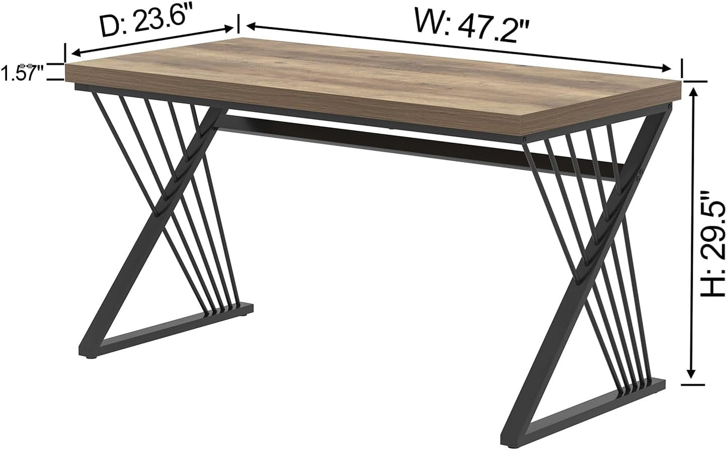 Modern Rustic Oak Computer Desk with Sturdy Metal Frame