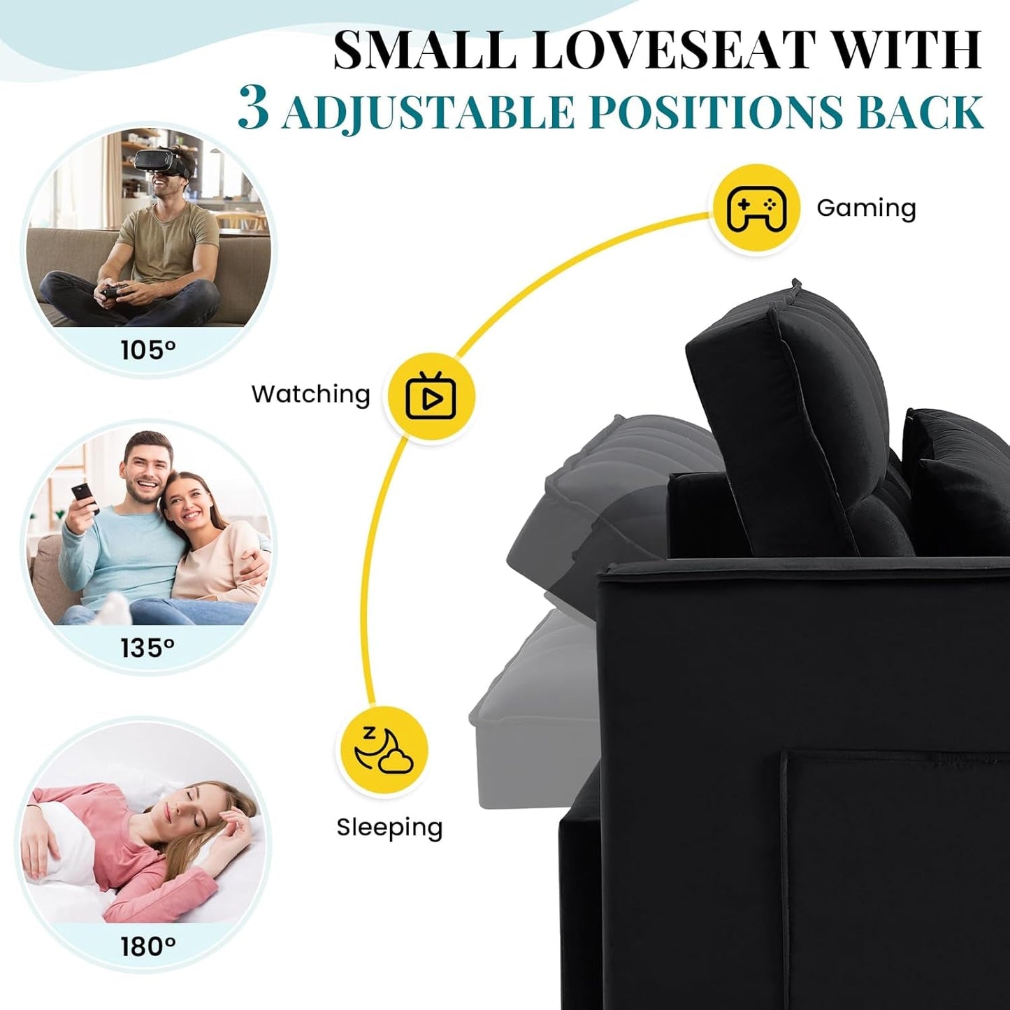 Modern Velvet 3 in 1 Convertible Sleeper Sofa Bed