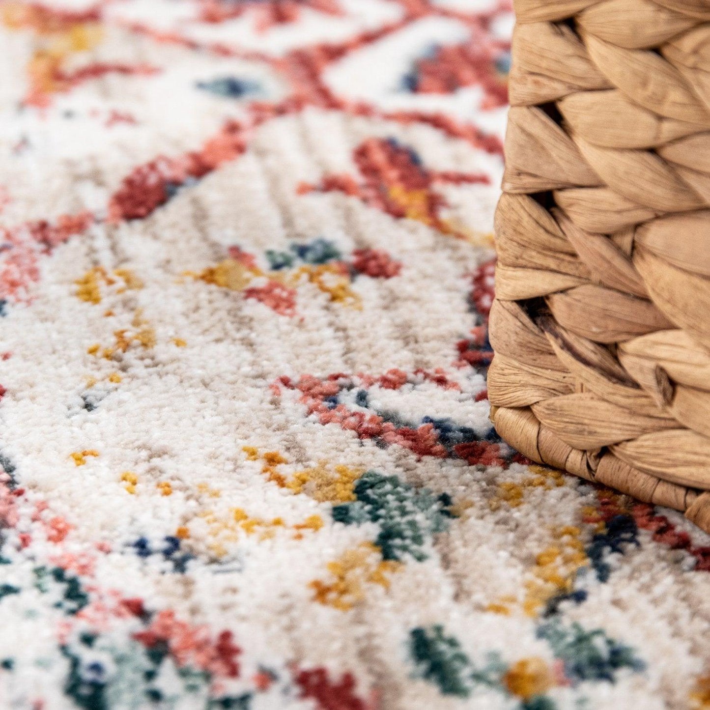 Modern Vintage Rug Oriental Look Abstract Beige Grey Orange