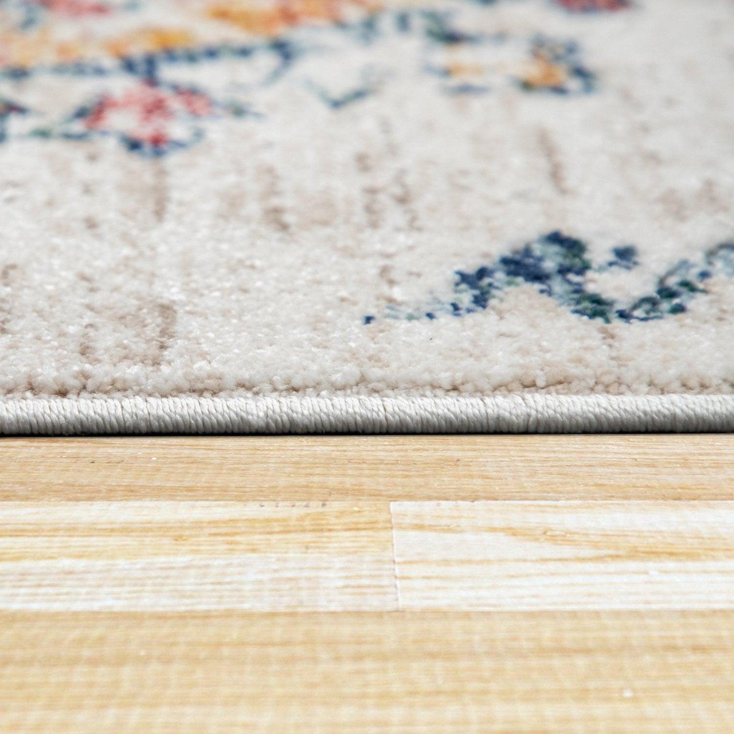 Modern Vintage Rug Oriental Look Abstract Beige Yellow Blue