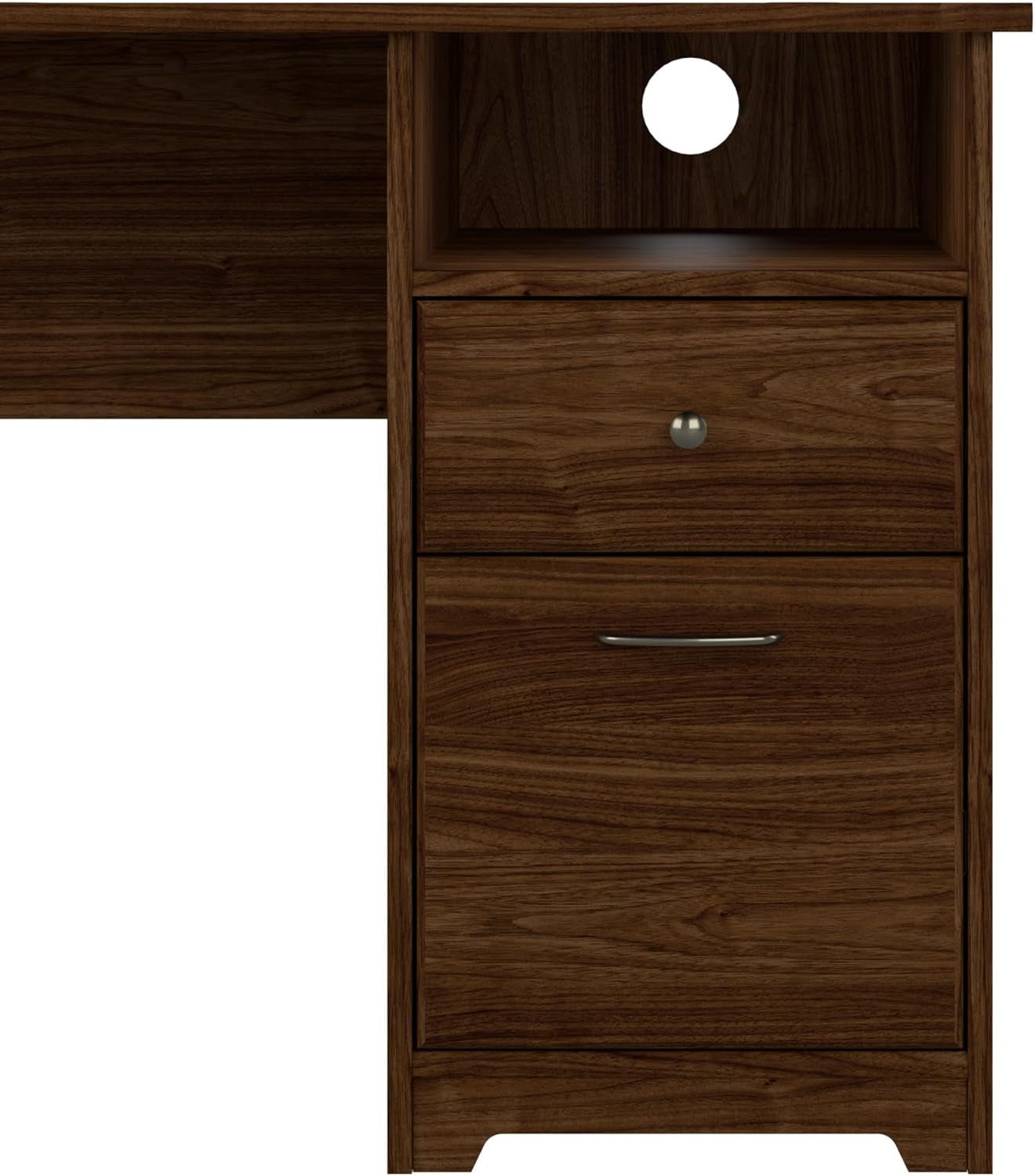 Modern Walnut L Shaped Computer Desk with Drawers
