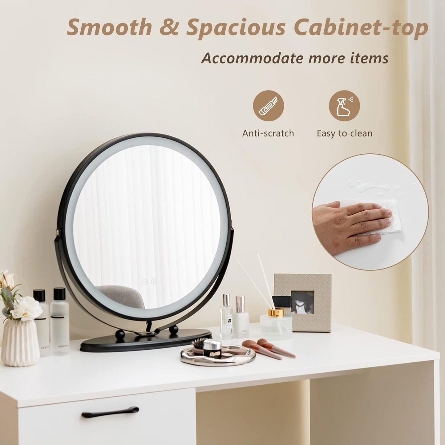 Modern White Computer Desk With Four Spacious Drawers