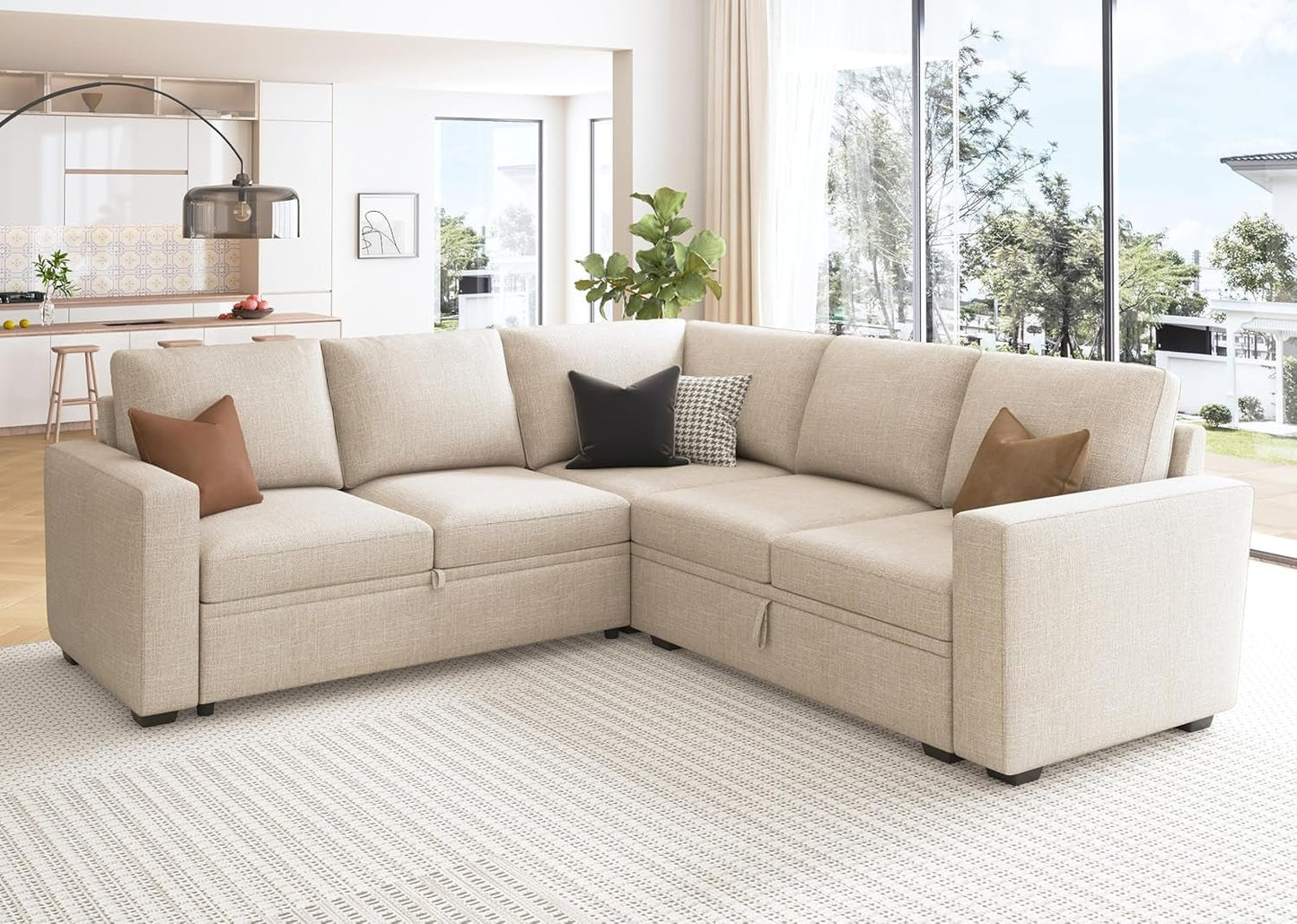 Modular Sectional Sleeper Sofa With Storage For Living Room