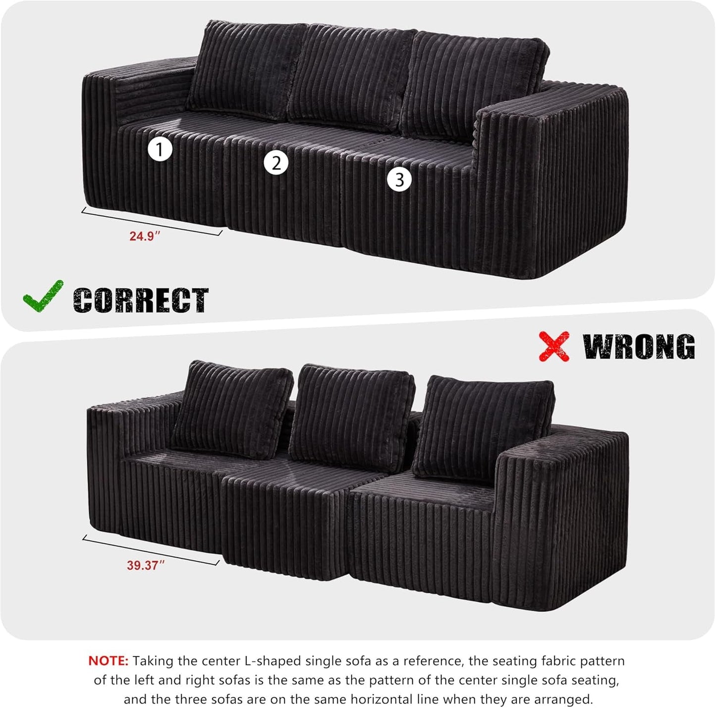 Modular Sectional Sofa With Deep Memory Foam Comfort