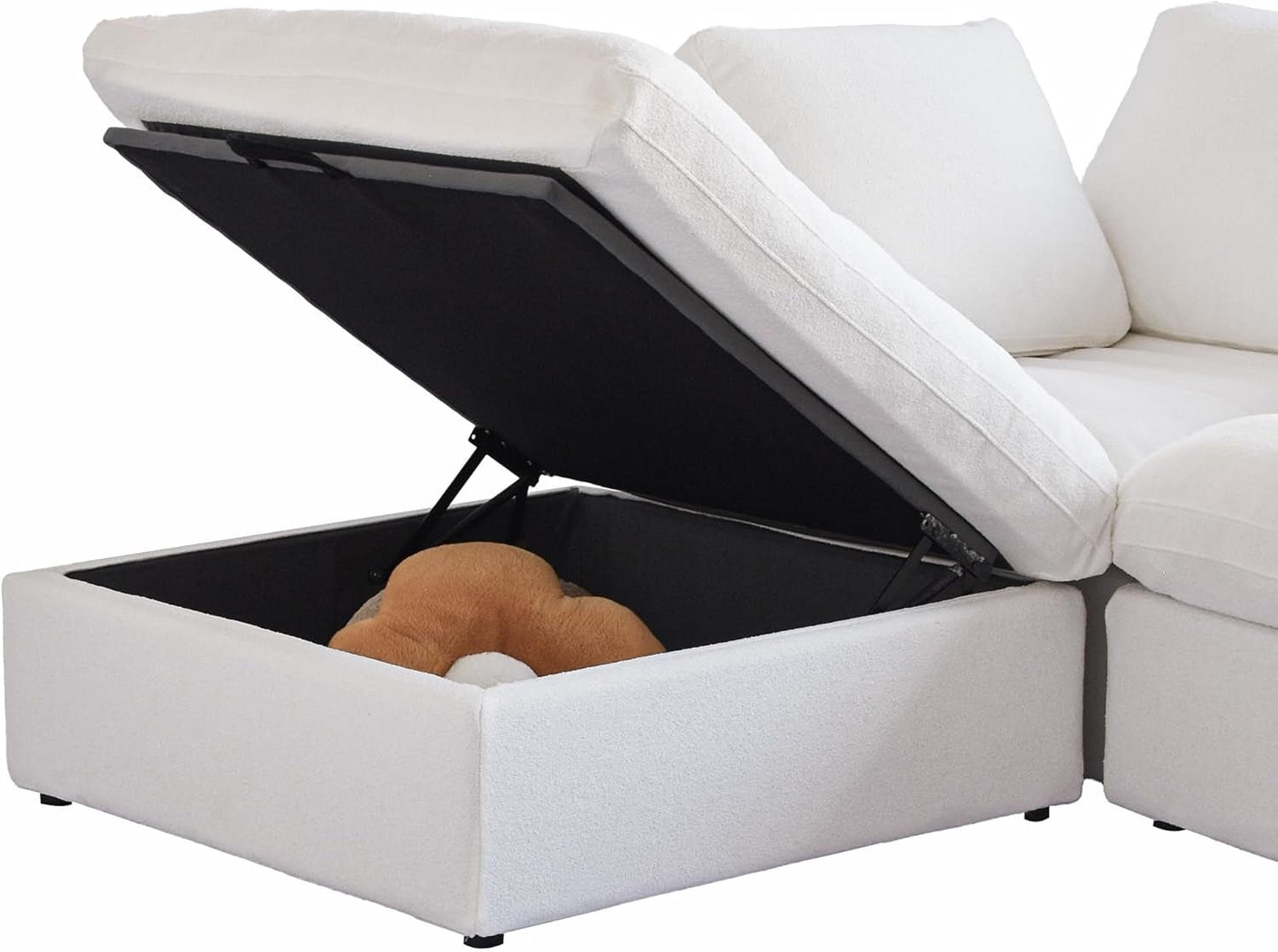 Modular Sectional Sofa with Storage Ottoman and Washable Covers