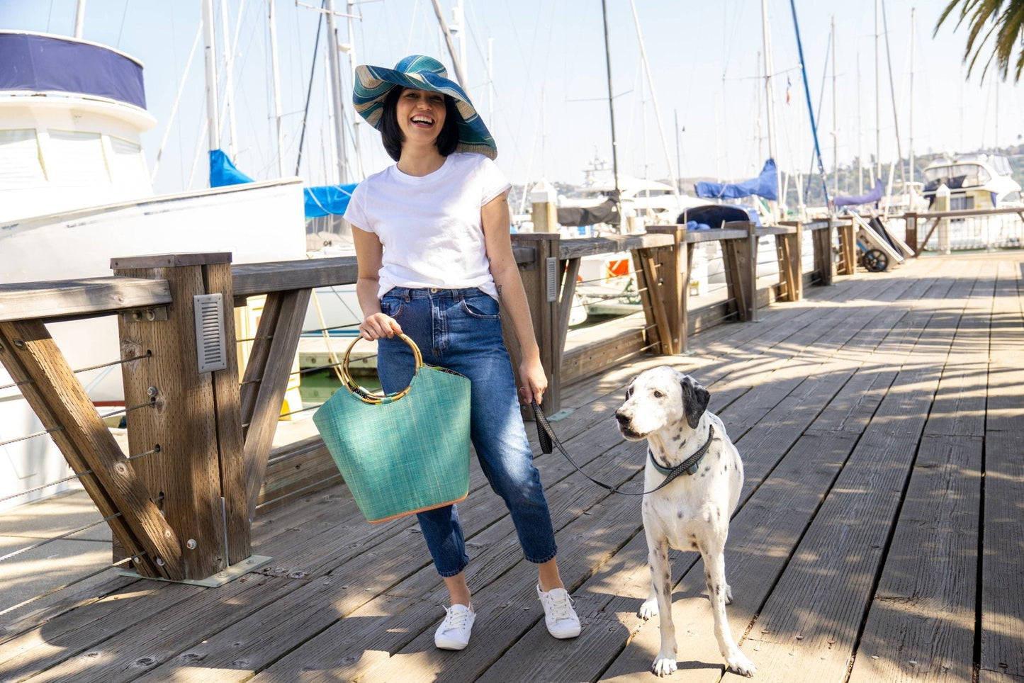 Monica 5" & 7" Wide Brim Stripe Packable Straw Sun Hats