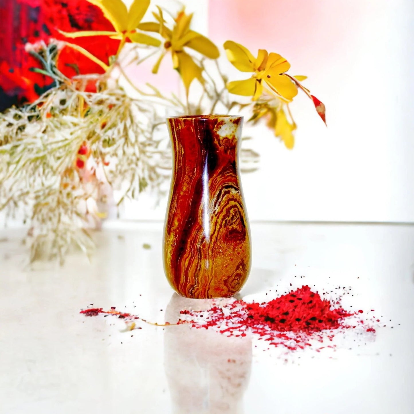 Multi Brown Onyx  9 inch Vase