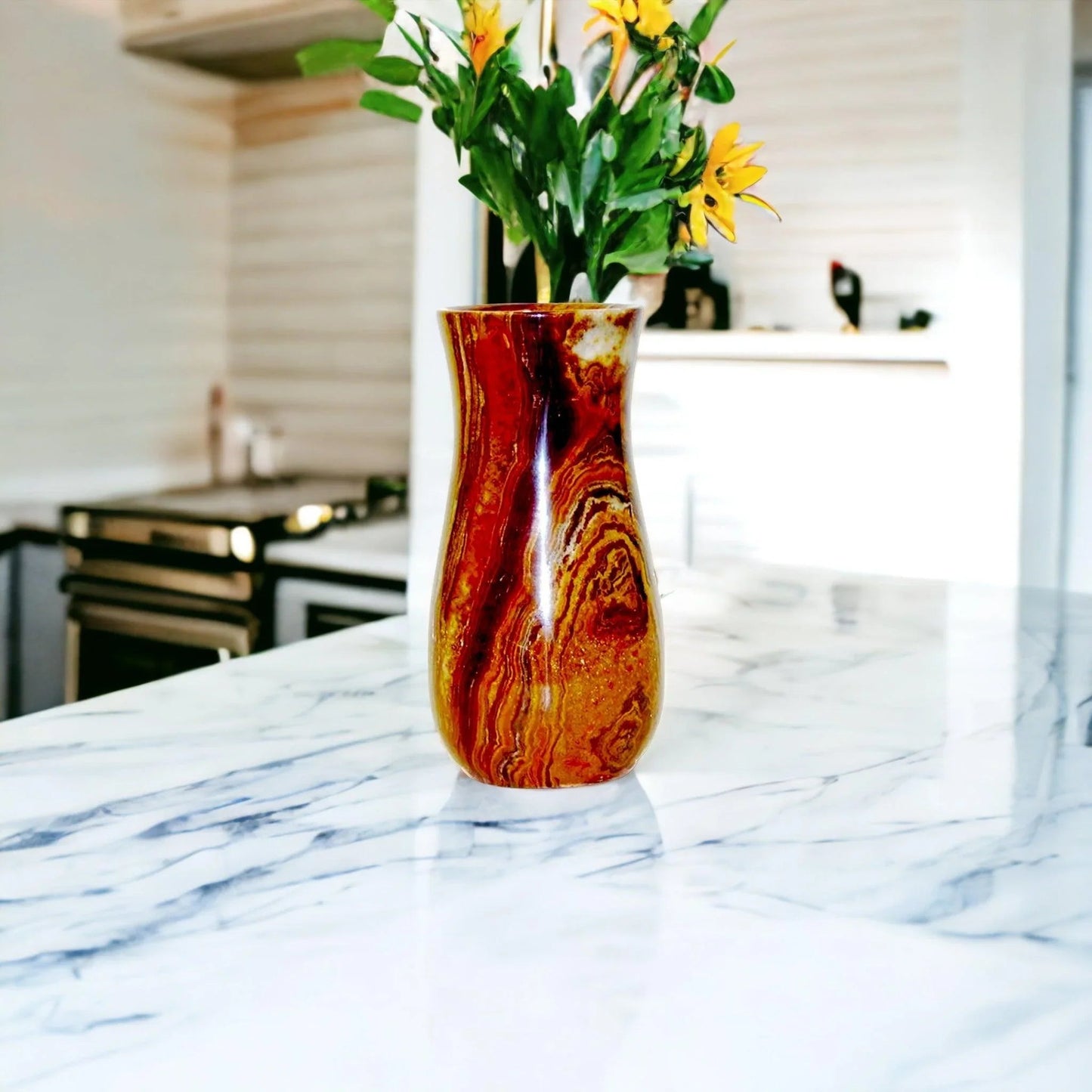 Multi Brown Onyx  9 inch Vase