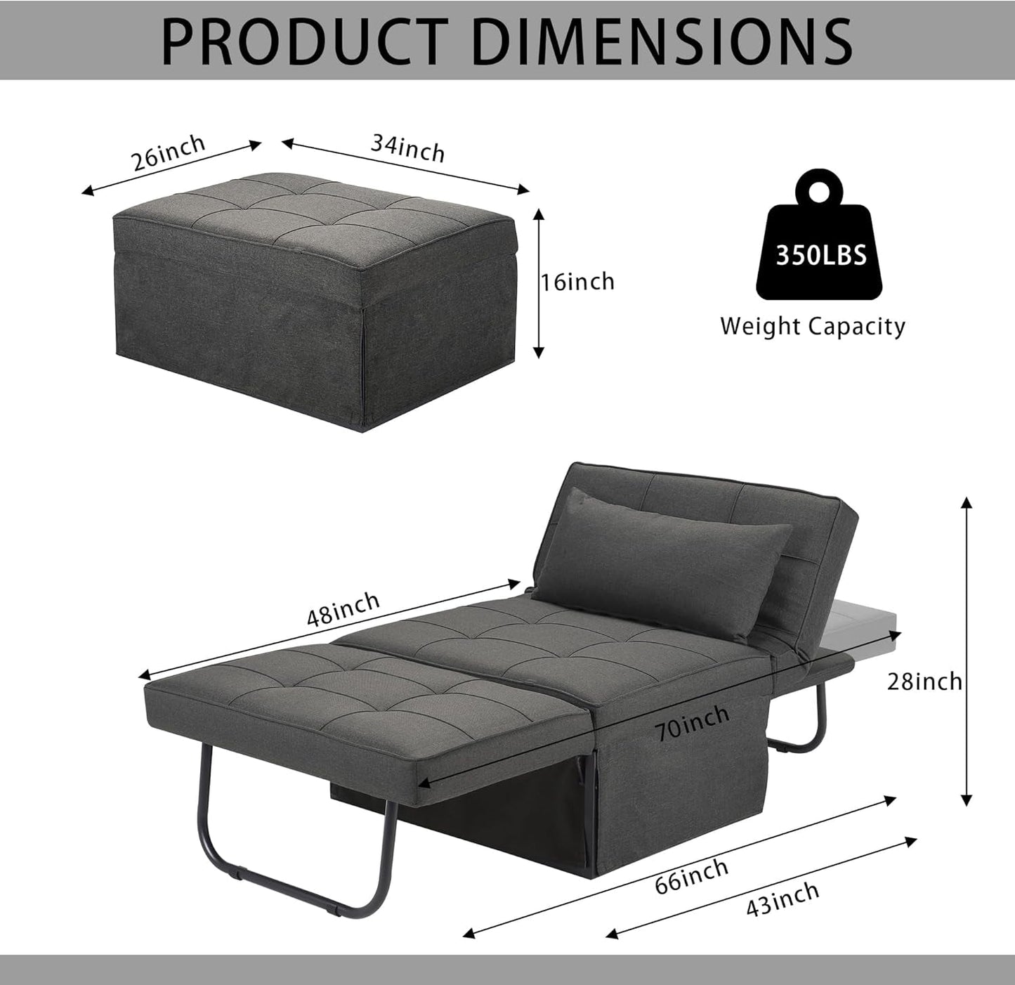 Multi-Functional Sofa Bed With Adjustable Backrest Design
