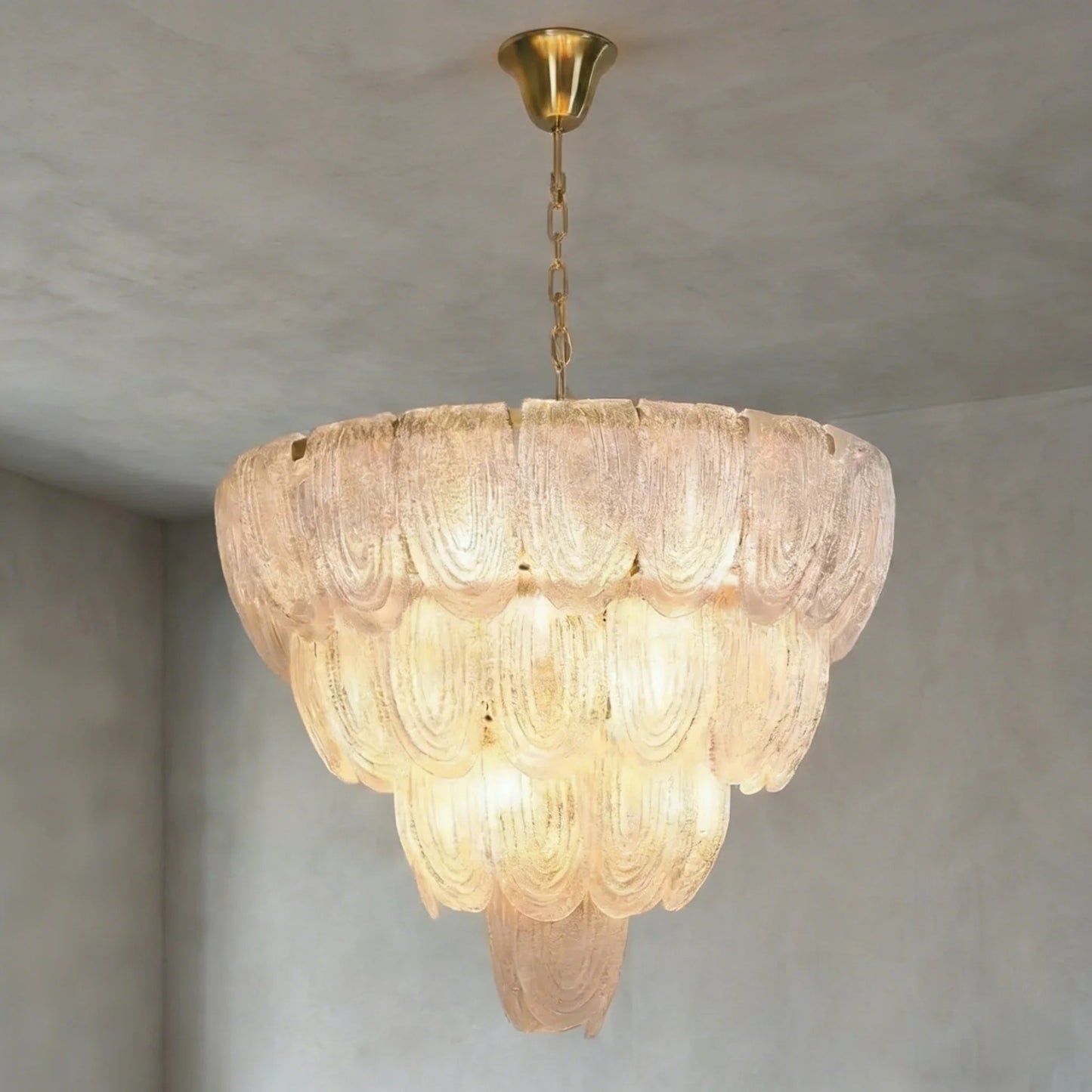 Murano-Style Tiered Glass Chandelier