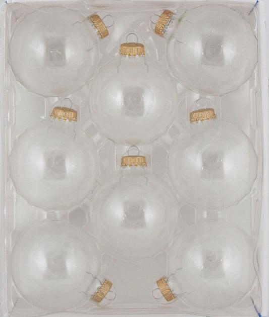 Christmas By Krebs 2 5/8 Glass Balls - Gold Caps - Clear 8 Pack