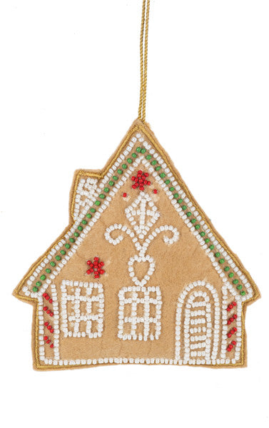 Beaded Gingerbread House Ornament – Candy Cane Edition