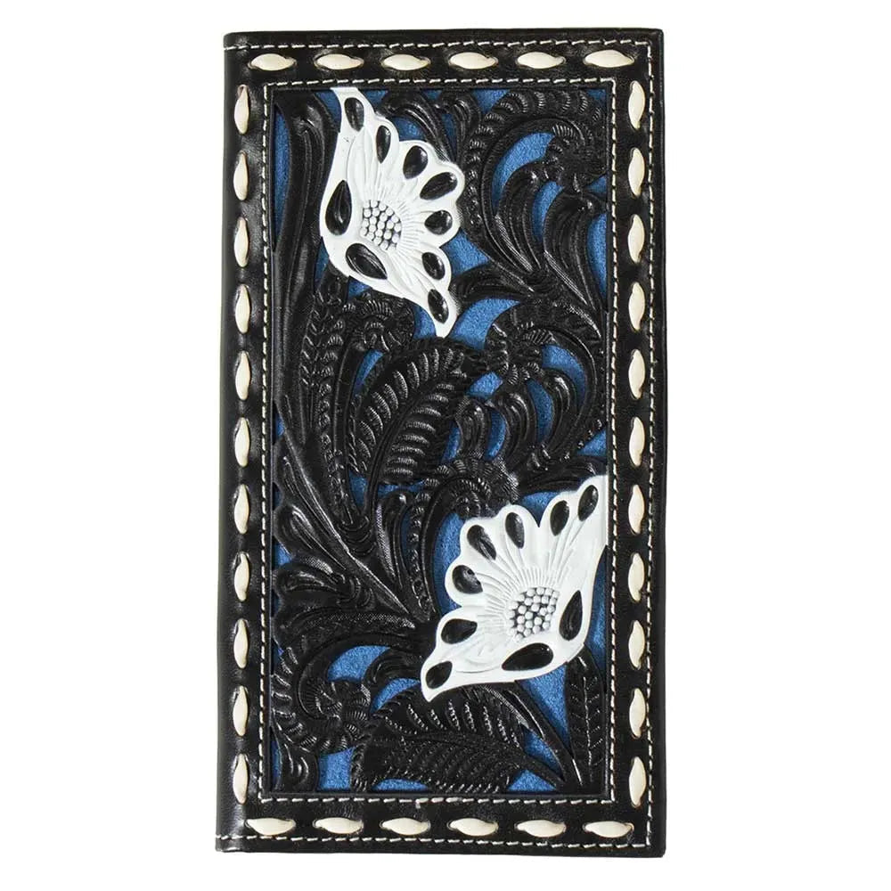 Nocona Floral Filigree (Black / Blue) - Men's Rodeo Wallet