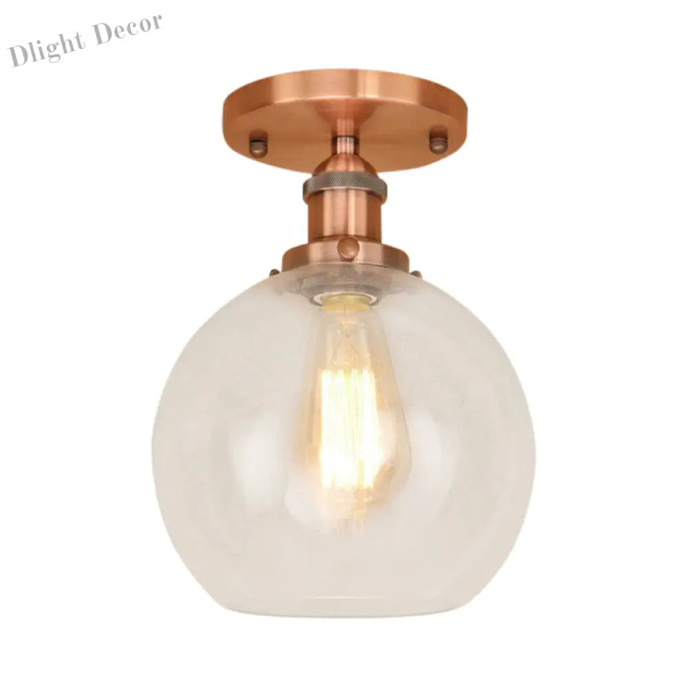 Naomi - Industrial Glass Globe Semi-Flush Mount Light