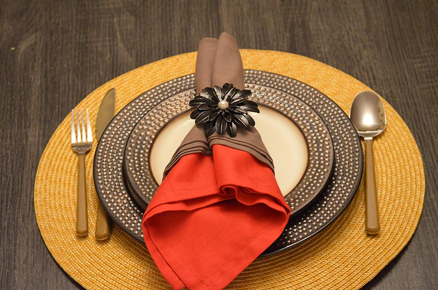 Vibhsa Black Floral Set of 4 Napkin Rings