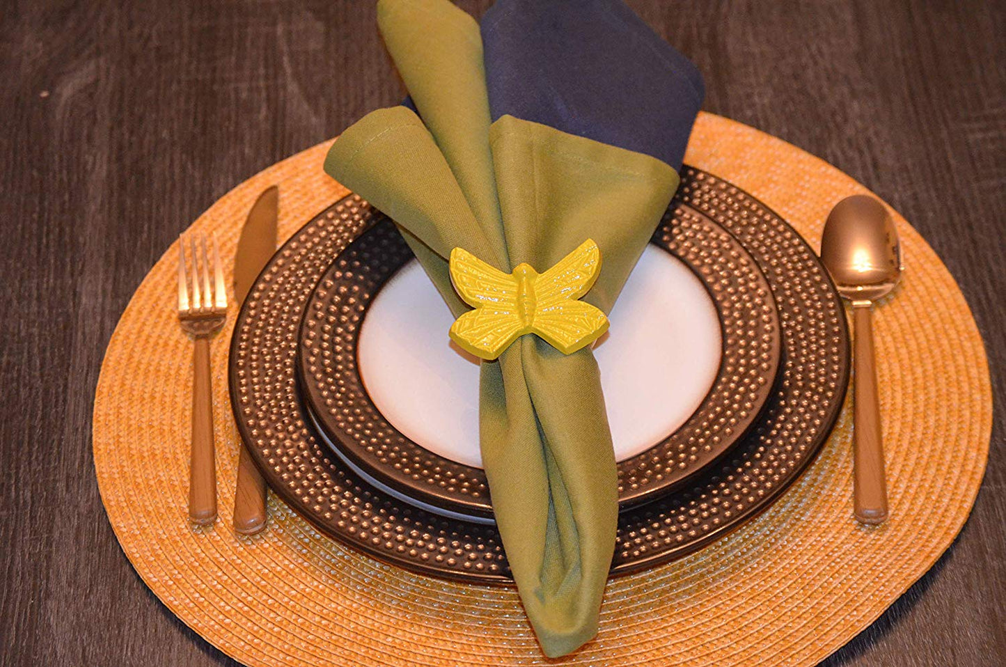 Vibhsa Butterfly Yellow Napkin Rings Set of 4