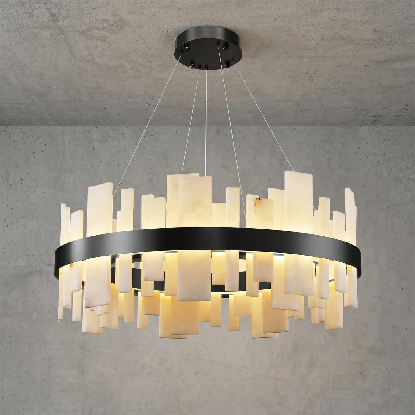 Natural Alabaster Tile Round Chandelier